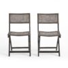 Bistro Foldable Chair With Wicker Backrest (Set of 2) - Gray / Brown - Image 3