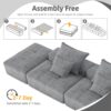 Modern Oversized Modular Sectional Sofa With 2 Ottoman And 2 Seat, Sparkling Chenille Fabric Soft Cushion Sofa With 4 Pillows, 4 Pieces Diy Combination Tufted Sofa, No Assembly Required - Gray - Image 19