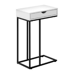 Accent Table, C - Shaped Contemporary And Modern - White