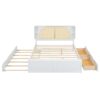 Queen Size Headboard Bed With 2 Drawers And Trundle - White - Image 2