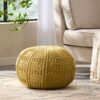 Yuny - Knitted Cotton Round Pouf With Modern Design - Yellow - Image 2