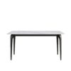63" Modern Artificial Stone White Straight Edge Black Metal Leg Dining Table, 6 People - White / Black - Image 3