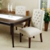 Harriet - Tufted Dining Chair Set Modern Farmhouse Style - Ivory Linen - Image 7