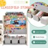 Kids Bookshelf Toy Storage Organizer With 17 Bins And 5 Bookshelves, Multi-Functional Nursery Organizer Kids Furniture Set Toy Storage Cabinet Unit With HDPE SheLF And Bins - Gray - Image 6
