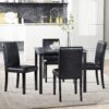 5 Pieces Wooden Dining Table Set, Kitchen Table Set With A Square Table And 4 Upholstered Chairs, Wooden Dining Room Table With Crystal Decoration And Chairs Set For Kitchen, Dining Room - Black - Image 7
