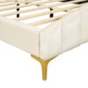 Queen Size Platform Bed With Thick, Stylish Stripe Decorated Bedboard And Elegant Leg - Beige - Image 7
