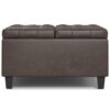 Harrison - Small Square Coffee Table Storage Ottoman - Distressed Brown - Image 4