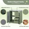 Bathroom Vanity With A Soft Close Glass Door, Adjustable Shelves, And Three Drawers - Green - Image 5