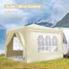 10'X10' Folding Canopy With 4 Removable Sidewalls Outdoor Event Shelter UPF 50+ Gazebo Portable Tents For Parties Beach Camping Wedding Ez Pop Up Canopy 4 Pieces Weight Bag + Carry Bag - Beige - Image 3