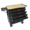 4 Drawers Multifunctional Tool Cart With Wheels And Wooden Top - Black - Image 8