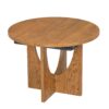 Topmax - 5 Piece Modern Extendable Round Dining Table Set With Removable Leaf For Small Places - Walnut / Beige - Image 8