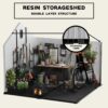 1 Resin Plastic Storage Shed For Backyard Garden With Spire Tool Storage - Black / Gray - Image 6