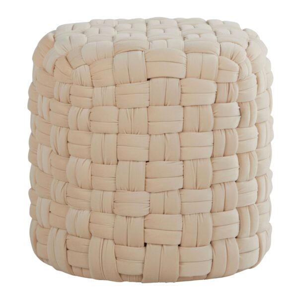 Braided - Round Ottoman - Cream - Velvet