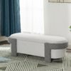 Large Versatile Storage Ottoman Bench: Spacious, Durable, Stylish - White / Light Gray - Image 4