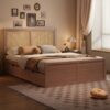 Queen Wood Storage Platform Bed With 4 Drawers Rattan Headboard - Antique Natural - Image 5