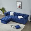 Reversible Sectional Sofa 4 Seater Oversized Convertible L Shaped Couch Velvet Sofa Couch - Navy Blue - Image 8