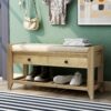 Shoe Rack With Cushioned Seat And Drawers Multipurpose Entryway Storage Bench Wash - Gray Wash - Image 6