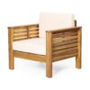 Acacia Wood Loveseat And Coffee Table Set With Cushions - Brown - Image 7