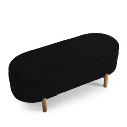 Ottoman Oval Storage Bench With Rubber Wood Legs - Black