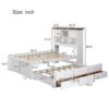 Full Solid Pine Captain Bookcase Bed With Trundle Bed And 3 Spacious Under Bed Drawers In Casual - White / Walnut - Image 11
