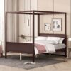 Queen Size Canopy Platform Bed With Headboard And Footboard, Slat Support Leg - Espresso - Image 7