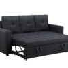 Aiden - Linen Fabric Sleeper Sofa With Tufting - Black - Image 2