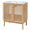 Bathroom Vanity Crafted From Natural Materials, Featuring Handmade Rattan Doors And Soft-Closing Mechanisms - Light Brown - Image 14