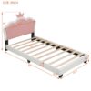 Twin Size Upholstered Princess Bed & Crown Headboard, Platform Bed With Headboard And Footboard - White / Pink - Image 11