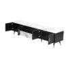 Modern TV Stand With 2 Cabinets & Open Compartments, Entertainment Center For Tvs Up To 80'', Television Console For Living Room - White / Black - Image 11
