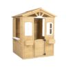 Wooden Playhouse For Kids Outdoor With Working Door, Windows, Mailbox, Bench, Flowers Pot Holder - Natural - Image 9