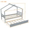 Twin Size House-Shaped Bed With Trundle - Gray - Image 14