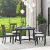 Modern Farmhouse 5 Piece Wood Dining Table Set With Extendable Round Table And 4 Chairs - Gray - Image 5
