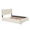 Queen Size Upholstered Platform Bed With Trundle And Drawers - Beige - Image 3