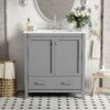 Bathroom Vanity With Single Sink, Combo Cabinet Undermount Sink, Bathroom Storage Cabinet With Two Doors And A Drawer, Soft Closing, Multifunctional Storage, Solid Wood Frame - Gray - Image 4