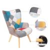 Accent Chair With Ottoman, Living Room Chair And Ottoman Set, Comfy Side Armchair For Bedroom, Creative Splicing Cloth Surface - Colorful - Image 4