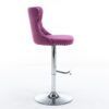Swivel Velvet Barstools, Adjusatble Seat Height 1712PP (Set of 2) - Purple - Image 5