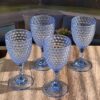 Stylish Diamond Cut Plastic Wine Glasses (Set of 4) (12Oz) Bpa Free, Unbreakable, Elegant Acrylic Wine Glasses - Blue - Image 2