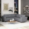 Erman - Pillow Back Corner Sofa - Dark Gray - Image 5
