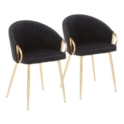 Claire - Contemporary & Glam Chair (Set of 2) - Gold / Black