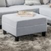 Contemporary Ottoman Footstool With Tufted Upholstery - Light Gray - Image 3