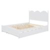 Queen Size Platform Bed With With 2 Big Drawers, Twin Long Size Trundle - White - Image 9