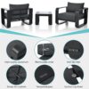 3 Piece Aluminum Frame Patio Furniture With 6.7" Thick Cushion And Coffee Table, All Weather Use Olefin Fabric Outdoor Chair - Gray / Black - Image 8