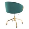 Claire - Contemporary / Glam Task Chair - Gold / Green - Image 3