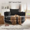 360 Degree Swivel Accent Barrel Chair With Removable Pillows - Black - Image 4