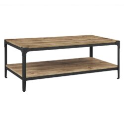 Modern Industrial Coffee Table With Lower Shelf - Barnwood