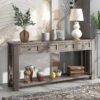 Hearth & Haven Clara - Console Table With Storage Drawers And Bottom Shelf Wash - Gray Wash - Image 2