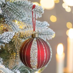 Christmas Ball Ornaments, Glass Decorative Hanging Ball Christmas Tree Ornaments For Holiday Decorations (Set of 6) - Red