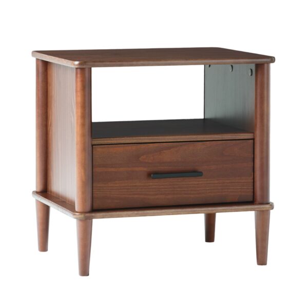 Transitional Solid Wood Spindle Nightstand - Walnut