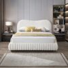 Norme - Queen Size Upholstered Low Profile Platform Bed - Cream - Image 4