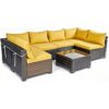 14 Pack Cushion Covers For 7 Piece Wicker Rattan Sectional Sofa (6 Seater), Outdoor Seat And Back Slipcovers With Zippers - Yellow - Image 3